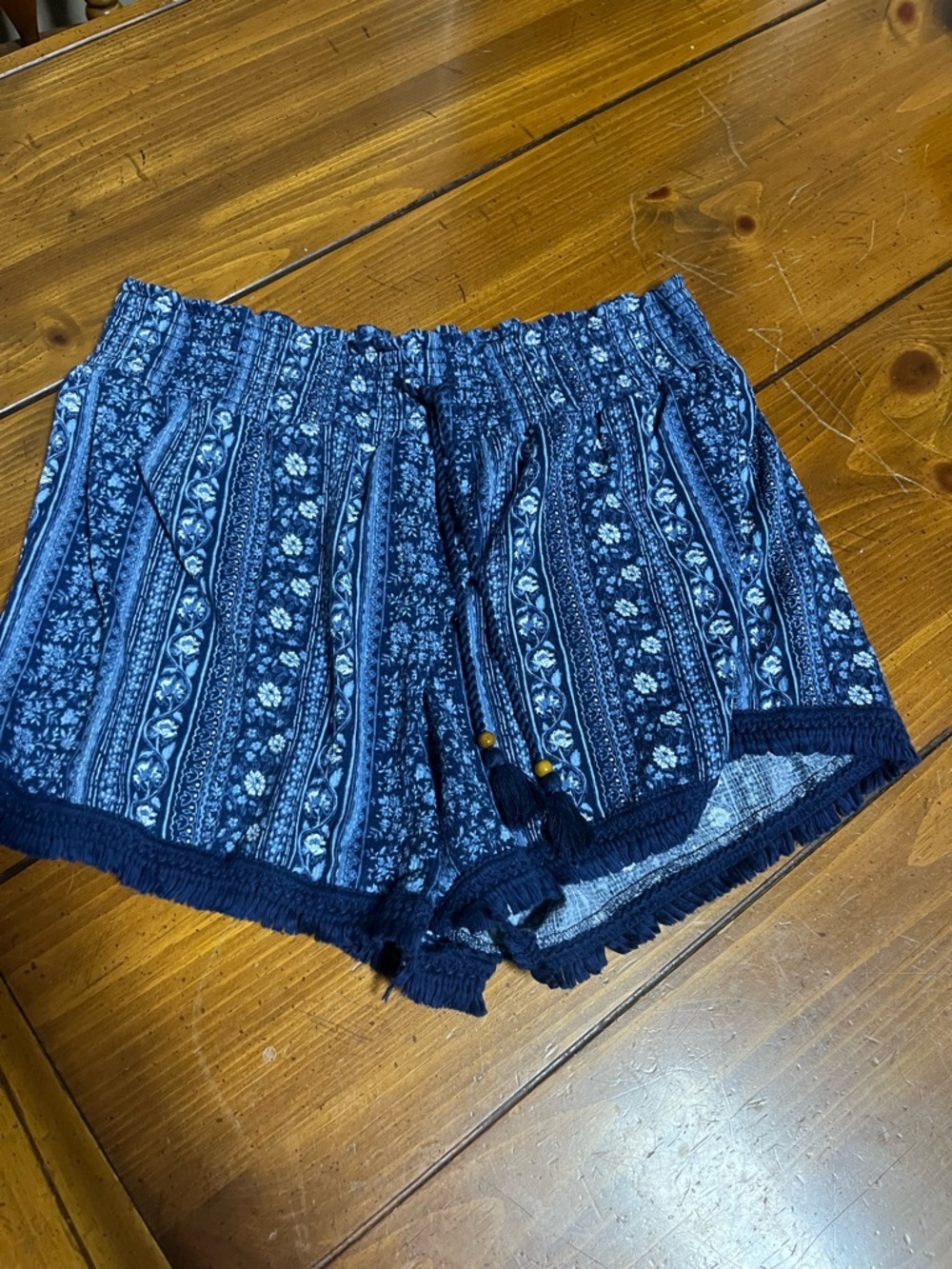 NWT No Boundaries Blue Boho Floral Knit Gauze Shorts - XXL (19)